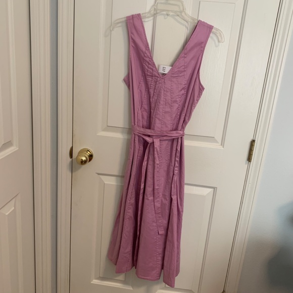 GAP Women Pleated Cotton Lined Swing Dress With Tie Belt Size SM - Picture 2 of 6